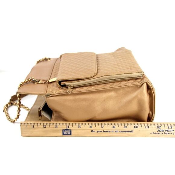 LRG Evan-Picone QUILTED GOLD FAUX LEATHER ORGANIZER CHAIN SHOULDER BAG HANDBAG - Picture 15 of 16